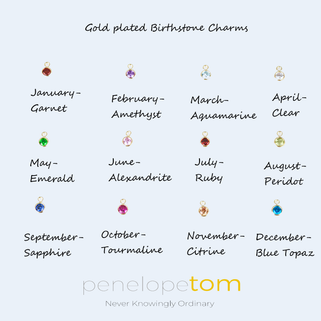 Choice of 12 gold birthstones January-December